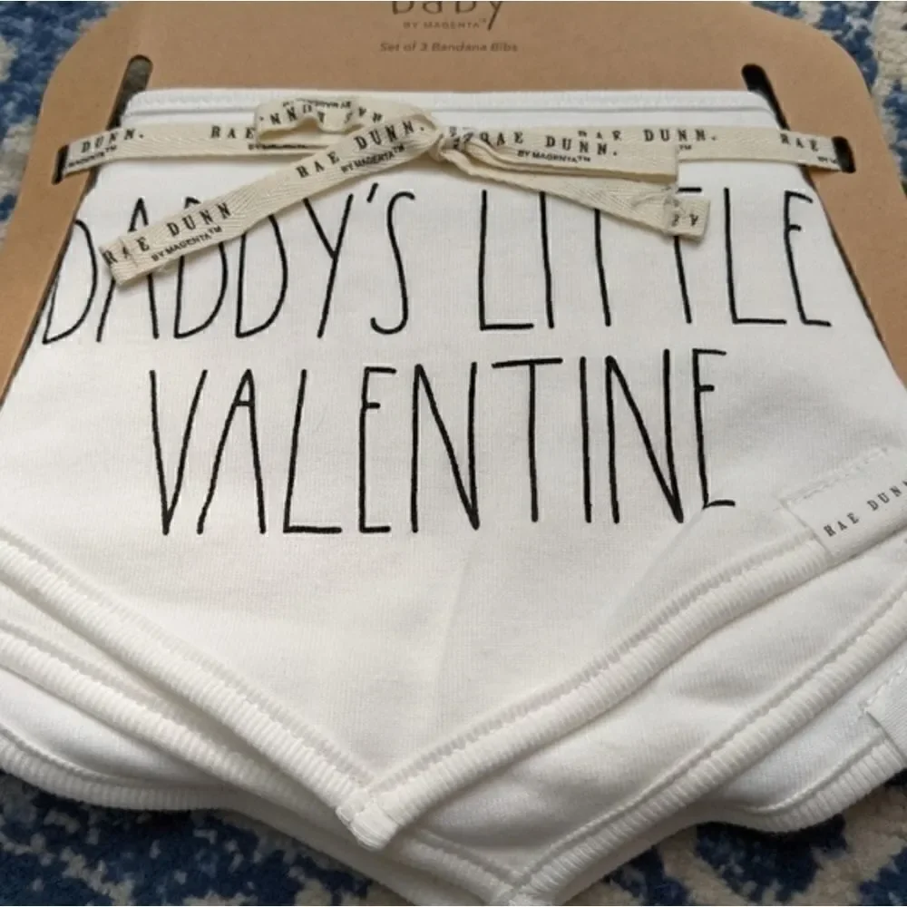 Rae Dunn Baby bibs pack of 3 Daddy's Little Valentine love bandit